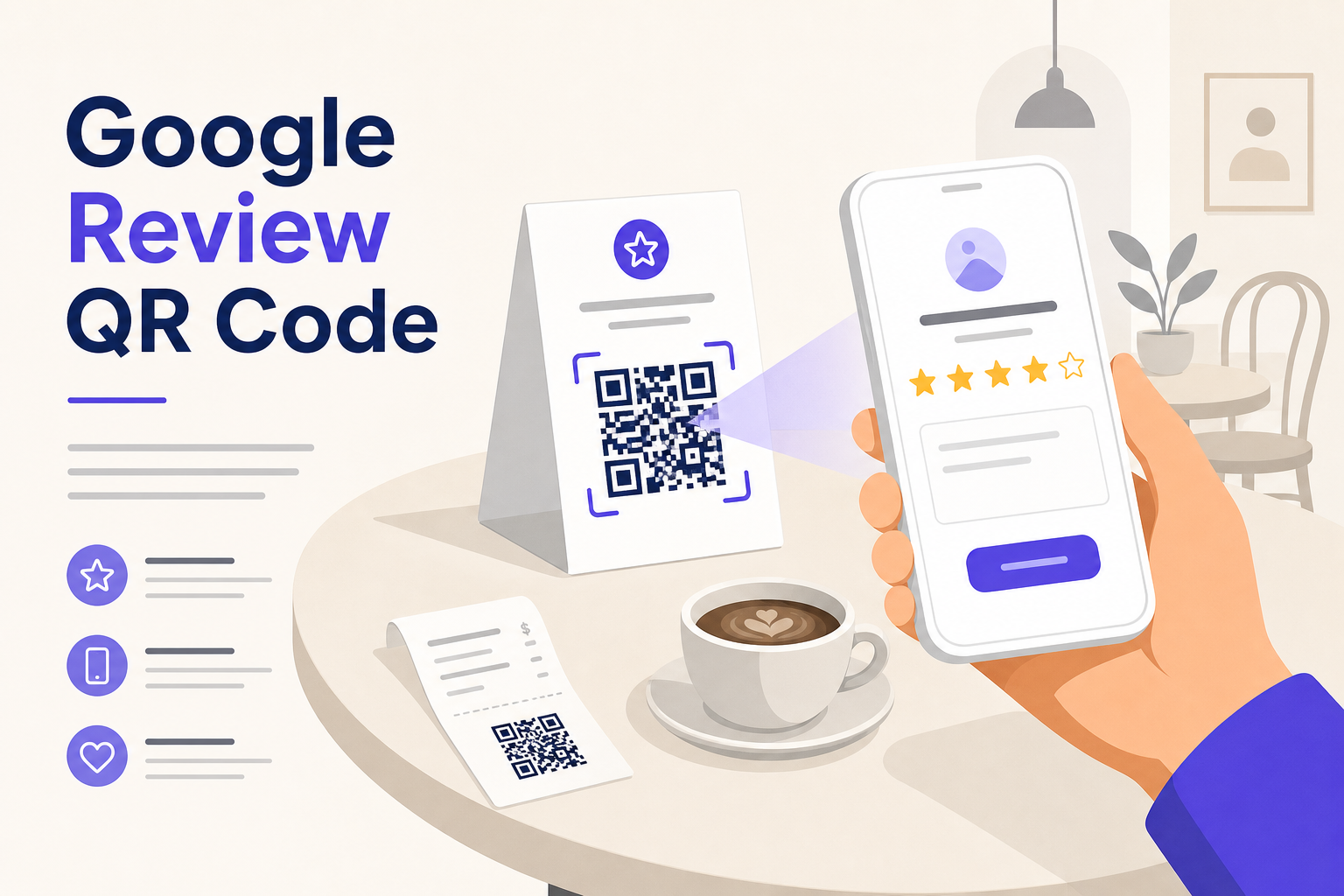One scan opens the Google review form — directly from the table